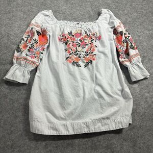 Free‎ People Fleur Du Jour Mini Dress Light Blue Womens Small Floral Embroidered